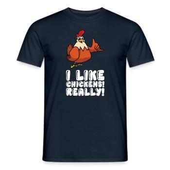 J’aime beaucoup les poulets - T-shirt homme - marine - Devant - AI Model Male 178 light (178cm)