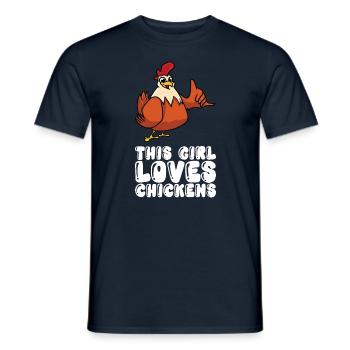 Cette fille aime les poulets - T-shirt homme - marine - Devant - AI Model Male 178 light (178cm)