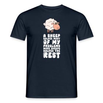A sheep solves most of my problems - Men's T-Shirt - navy - Front - AI Model Male 178 light (178cm)
