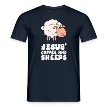 Jesus, Kaffee Und Schafe - Männer T-Shirt - Navy - Vorne - AI Model Male 178 light (178cm)