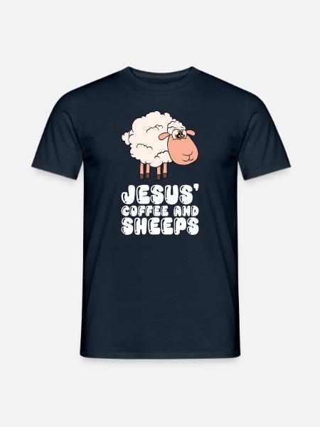 Jesus, Coffee And Sheep - Men's T-Shirt - navy