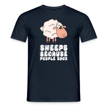 Schafe, Weil Menschen Scheiße Sind - Männer T-Shirt - Navy - Vorne - AI Model Male 178 light (178cm)