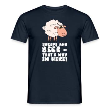 Moutons et bière - C’est pourquoi je suis ici - T-shirt homme - marine - Devant - AI Model Male 178 light (178cm)