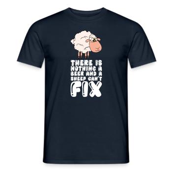 Ce qu’une bière et un mouton ne pouvaient pas faire - T-shirt homme - marine - Devant - AI Model Male 178 light (178cm)