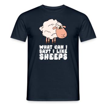 What Should I Say, I Like Sheep - Men's T-Shirt - navy - Front - AI Model Male 178 light (178cm)