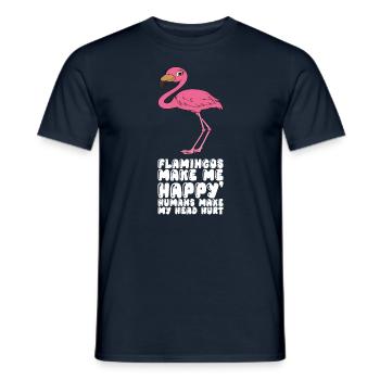 Drôles de graphismes flamants roses - T-shirt homme - marine - Devant - AI Model Male 178 light (178cm)