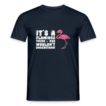Drôles de graphismes flamants roses - T-shirt homme - marine - Devant - AI Model Male 178 light (178cm)