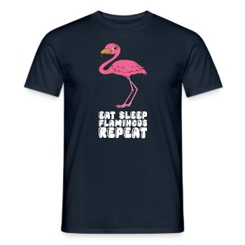 Drôles de graphismes flamants roses - T-shirt homme - marine - Devant - AI Model Male 178 light (178cm)