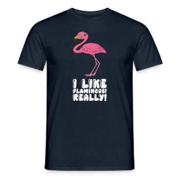 Drôles de graphismes flamants roses - T-shirt homme - marine - Devant - AI Model Male 178 light (178cm)