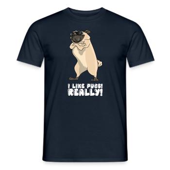 I Like Pugs Really - Men's T-Shirt - navy - Front - AI Model Male 178 light (178cm)