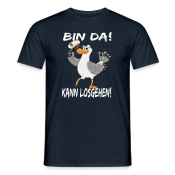 Möwe Ostsee Nordsee Urlaub Bin Da Kann Losgehen - Männer T-Shirt - Navy - Vorne - AI Model Male 178 light (178cm)