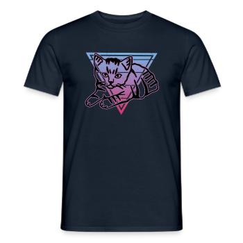 Retro Cat Graphic Cat for Cat Owners - Men's T-Shirt - navy - Front - AI Model Male 178 light (178cm)