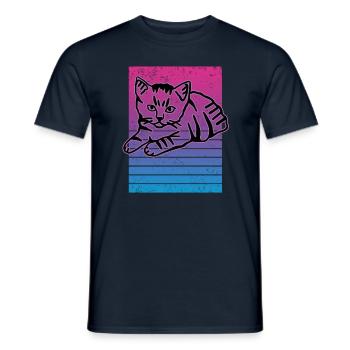 Chat graphique Retro Cat pour les propriétaires de chats - T-shirt homme - marine - Devant - AI Model Male 178 light (178cm)