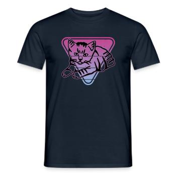 Chat graphique Retro Cat pour les propriétaires de chats - T-shirt homme - marine - Devant - AI Model Male 178 light (178cm)