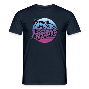 Retro Cat Graphic Cat for Cat Owners - Men's T-Shirt - navy - Front - AI Model Male 178 light (178cm)