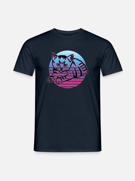 Retro Katze Grafik Katze für Katzenbesitzer - Männer T-Shirt - Navy