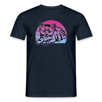 Chat graphique Retro Cat pour les propriétaires de chats - T-shirt homme - marine - Devant - AI Model Male 178 light (178cm)