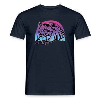 Chat graphique Retro Cat pour les propriétaires de chats - T-shirt homme - marine - Devant - AI Model Male 178 light (178cm)