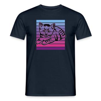 Retro Cat Graphic Cat for Cat Owners - Men's T-Shirt - navy - Front - AI Model Male 178 light (178cm)
