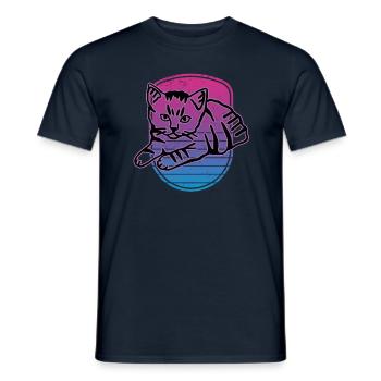 Retro Cat Graphic Cat for Cat Owners - Men's T-Shirt - navy - Front - AI Model Male 178 light (178cm)