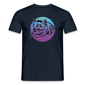 Retro Cat Graphic Cat for Cat Owners - Men's T-Shirt - navy - Front - AI Model Male 178 light (178cm)