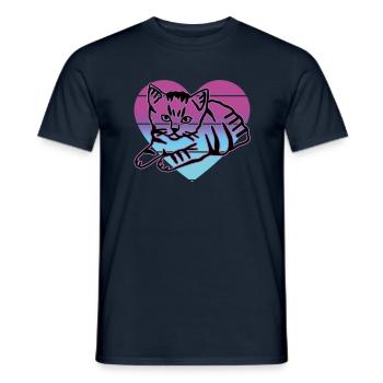 Retro Cat Graphic Cat for Cat Owners - Men's T-Shirt - navy - Front - AI Model Male 178 light (178cm)