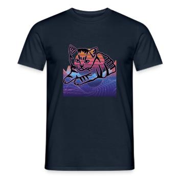 Chat graphique Retro Cat pour les propriétaires de chats - T-shirt homme - marine - Devant - AI Model Male 178 light (178cm)