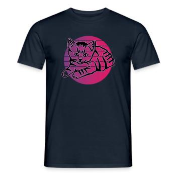 Chat graphique Retro Cat pour les propriétaires de chats - T-shirt homme - marine - Devant - AI Model Male 178 light (178cm)