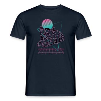 Chat graphique Retro Cat pour les propriétaires de chats - T-shirt homme - marine - Devant - AI Model Male 178 light (178cm)