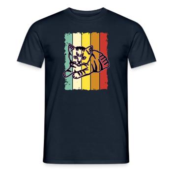 Chat graphique Retro Cat pour les propriétaires de chats - T-shirt homme - marine - Devant - AI Model Male 178 light (178cm)