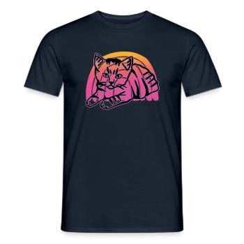 Retro Cat Graphic Cat for Cat Owners - Men's T-Shirt - navy - Front - AI Model Male 178 light (178cm)