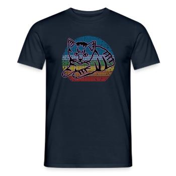 Chat graphique Retro Cat pour les propriétaires de chats - T-shirt homme - marine - Devant - AI Model Male 178 light (178cm)