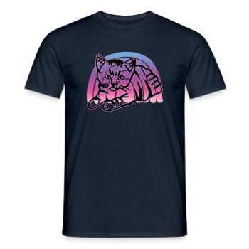 Chat graphique Retro Cat pour les propriétaires de chats - T-shirt homme - marine - Devant - AI Model Male 178 light (178cm)