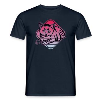 Chat graphique Retro Cat pour les propriétaires de chats - T-shirt homme - marine - Devant - AI Model Male 178 light (178cm)