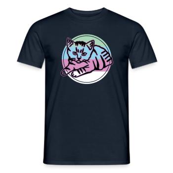 Chat graphique Retro Cat pour les propriétaires de chats - T-shirt homme - marine - Devant - AI Model Male 178 light (178cm)