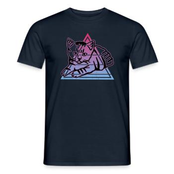 Chat graphique Retro Cat pour les propriétaires de chats - T-shirt homme - marine - Devant - AI Model Male 178 light (178cm)