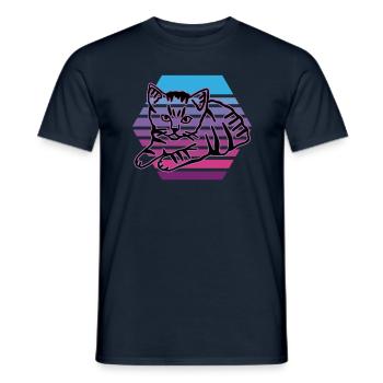 Chat graphique Retro Cat pour les propriétaires de chats - T-shirt homme - marine - Devant - AI Model Male 178 light (178cm)