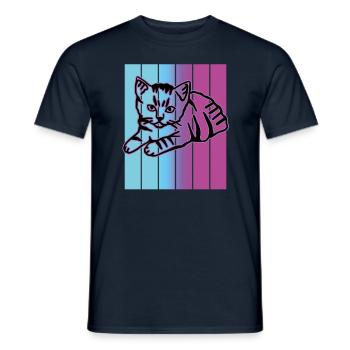 Chat graphique Retro Cat pour les propriétaires de chats - T-shirt homme - marine - Devant - AI Model Male 178 light (178cm)