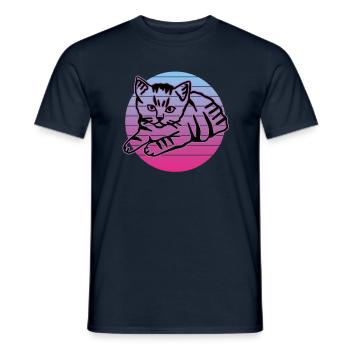 Chat graphique Retro Cat pour les propriétaires de chats - T-shirt homme - marine - Devant - AI Model Male 178 light (178cm)