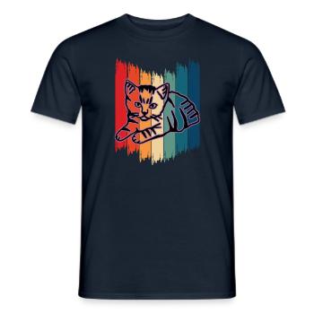 Chat graphique Retro Cat pour les propriétaires de chats - T-shirt homme - marine - Devant - AI Model Male 178 light (178cm)