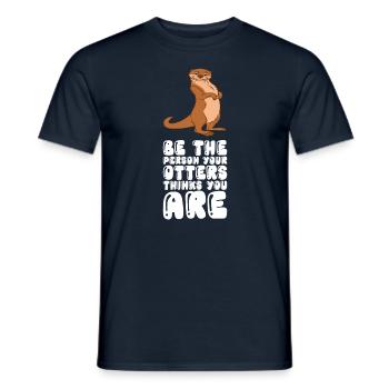 Petits jeux de mots sur les loutres et blagues sur les loutres - T-shirt homme - marine - Devant - AI Model Male 178 light (178cm)