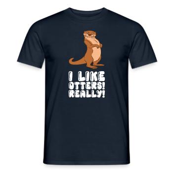 Petits jeux de mots sur les loutres et blagues sur les loutres - T-shirt homme - marine - Devant - AI Model Male 178 light (178cm)