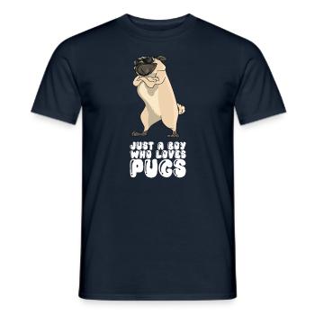 Just A Boy Who Loves Pugs - Men's T-Shirt - navy - Front - AI Model Male 178 light (178cm)