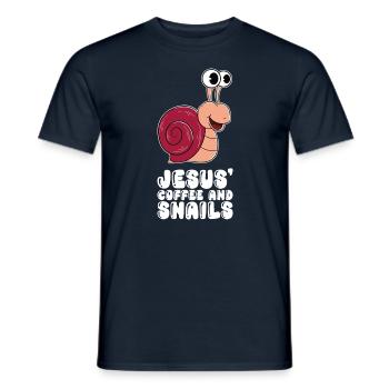 Jesus, coffee and snails - Men's T-Shirt - navy - Front - AI Model Male 178 light (178cm)