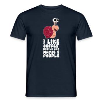 I like coffee snails and 3 people - Men's T-Shirt - navy - Front - AI Model Male 178 light (178cm)