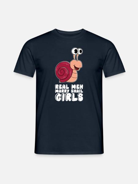 Real Men Marry Snail Girls - Men's T-Shirt - navy