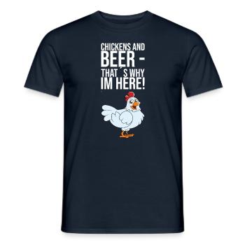 Poulets et bière, c’est pourquoi je suis ici - T-shirt homme - marine - Devant - AI Model Male 178 light (178cm)