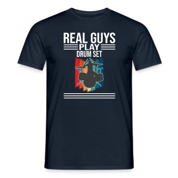De vrais gars jouent au batteur de batterie - T-shirt homme - marine - Devant - AI Model Male 178 light (178cm)
