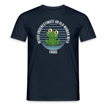 Frog Never Underestimate An Old Woman With Frogs - Men's T-Shirt - navy - Front - AI Model Male 178 light (178cm)