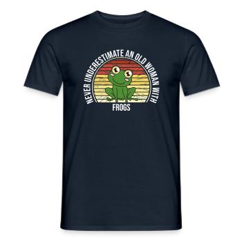 Frog Never Underestimate An Old Woman With Frogs - Men's T-Shirt - navy - Front - AI Model Male 178 light (178cm)